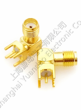 优质纯铜连接器天线弯座SMA-KWE母银焊SMA-KWHD PCB焊板90度直角