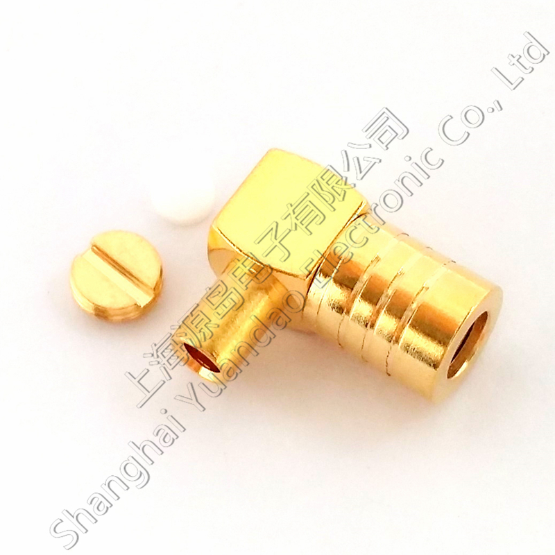 优质纯铜射频连接器SMB-KWB2母头焊接RG405线半柔线弯式90度直角