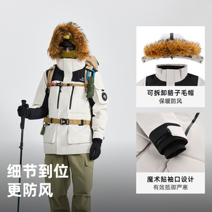 探路者羽绒服男女2025冬季户外鹅绒中长款派克服外套工装羽绒外套