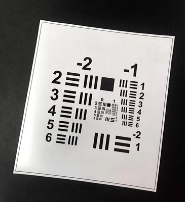 微距医疗内窥光学镜头分辨率测试卡1951USAF高精度显微线对测试图