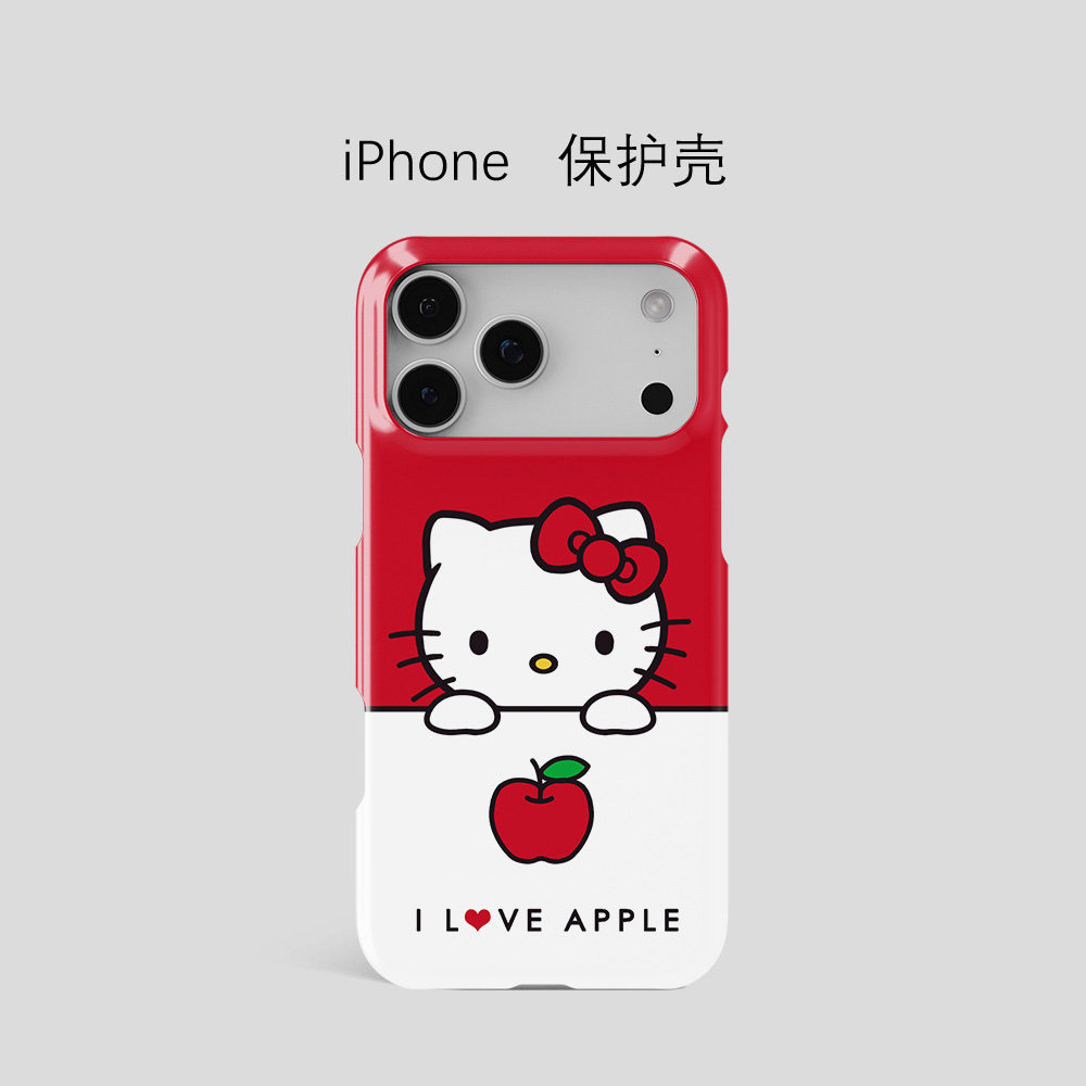 红色经典猫咪iPhone韩国进口菲林壳17Promax超薄不掉色16pro可水洗15适用于14保护壳13半包轻薄12苹果硬壳