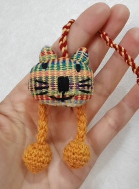 尼泊尔 WSDO纯棉手织布小猫青蛙钥匙扣 挂件包挂饰呆萌动物头②