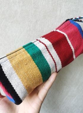 尼泊尔 WSDO纯棉手织布收纳拉链袋 小样化妆包 笔袋文具袋 中号