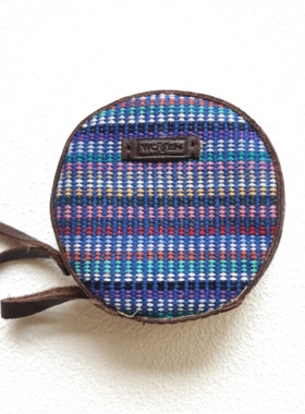 尼泊尔WSDO纯棉手织布拼接牛皮迷你珠宝首饰收纳盒 内胆可拿出