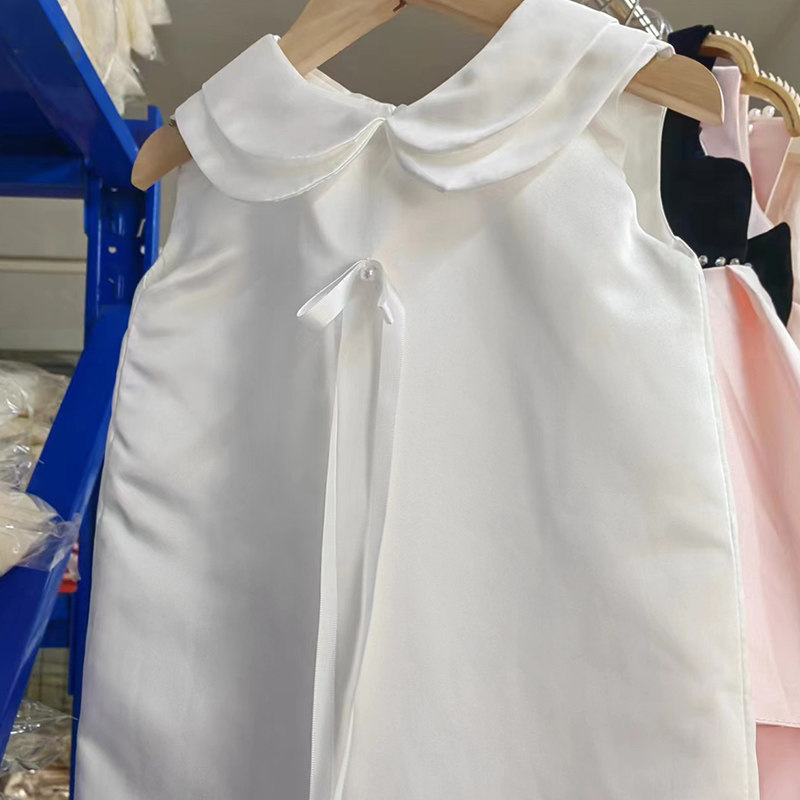 生日礼服周岁公主白色裙婚纱花童韩版裙子娃娃领公主连衣裙女童