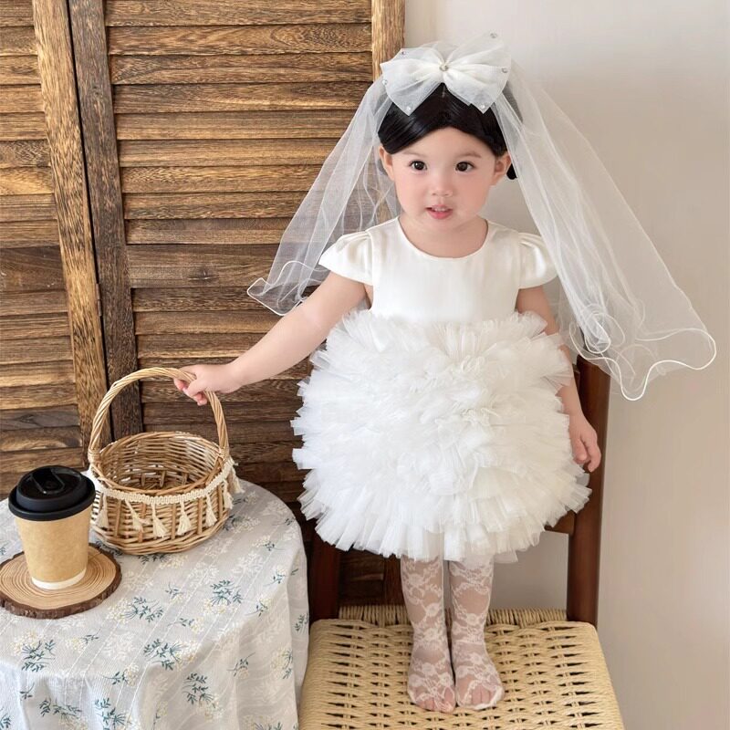 女宝宝周岁生日宴公主裙花童婚礼小婚纱洋气连衣裙艺术照蓬蓬裙