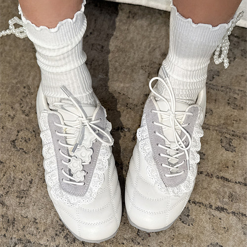 LeStream韩系圆头蕾丝芭蕾休闲鞋