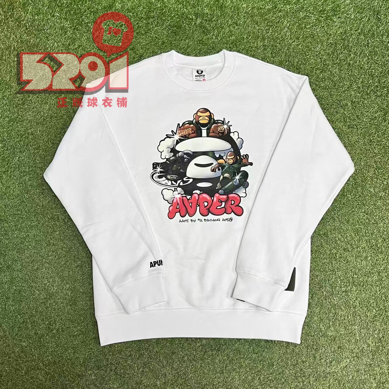 实铺经营 男子潮流卡通LOGO印花内加薄绒套头卫衣 M3906XX