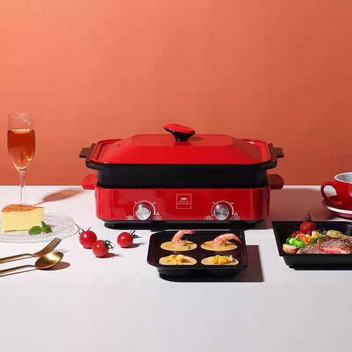 美国康宁Worldkitchen多功能料理锅两件式烤锅电火锅WK-MFCP/UJ