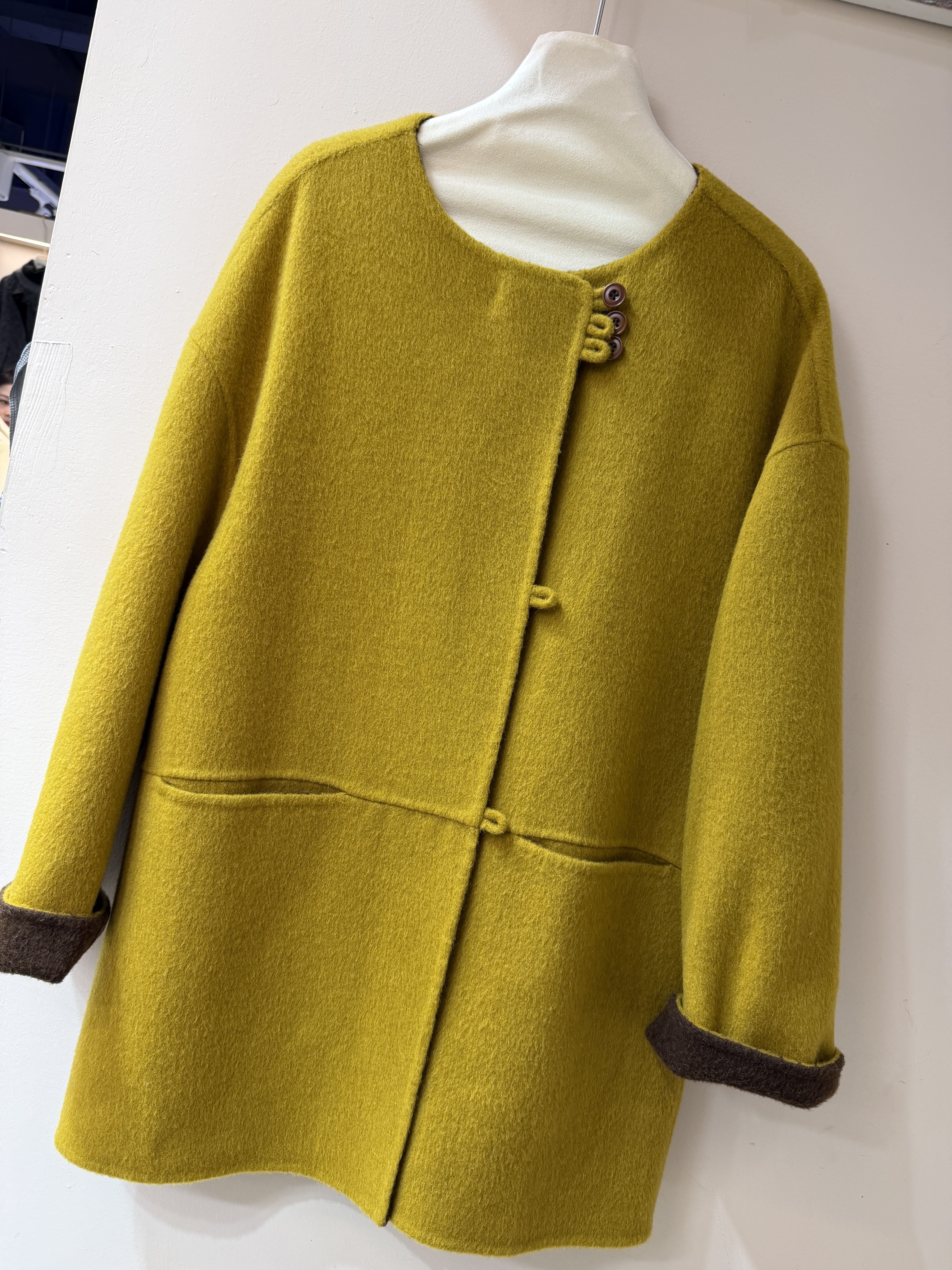 欧洲站2025冬新款圆领双面羊绒大衣女中长款百搭羊毛呢外套,女装/女士精品,毛呢外套,淘宝优惠券,粉丝福利购,淘宝优惠卷