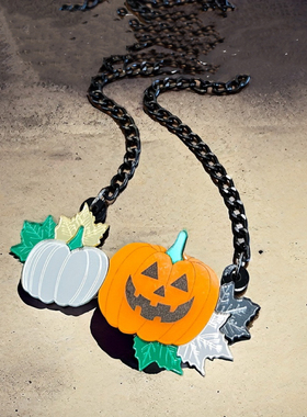 P万圣鬼节南瓜灯恐怖可爱T恤毛衣挂链项链