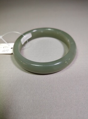 一物一拍05特价｜天然和田玉晴水玉浅湖绿手镯平安镯59.3圈