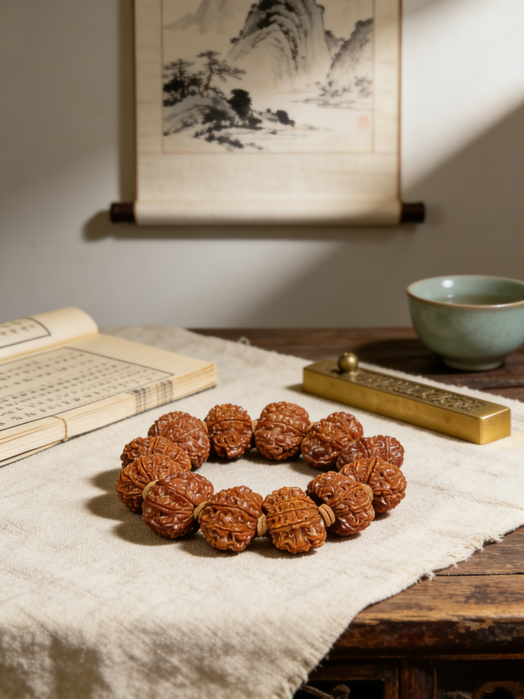 保真九瓣尼泊尔大金刚菩提子24大尺寸已清理半包浆收藏级手串放漏