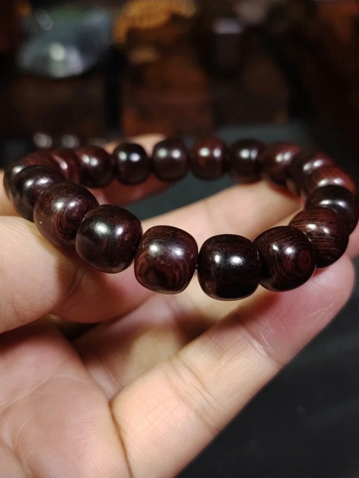 天然红木实木红酸枝赛州黄檀小尺寸手串老型桶珠单圈10*11