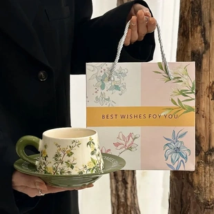 原创设计桂花咖啡杯碟套装高级感下午茶马克杯女生生日礼物伴手礼