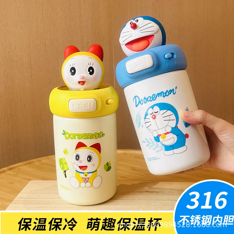 【正版哆啦a梦】公仔保温杯食品级316不锈钢水杯儿童创意水壶
