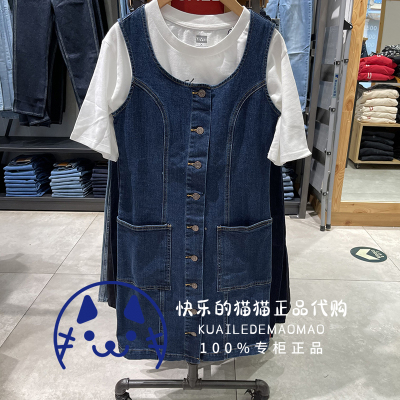 专柜正品女士无袖牛仔连衣裙