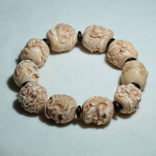 鹿角雕刻罗汉恶僧男士文玩手串手链手持把件散珠佛珠念珠手链配饰