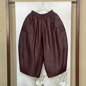 香蕉裤 萝卜裤 子女红云纱桑蚕丝 九分裤 紫檀红油龟花罗双面穿鼓裤