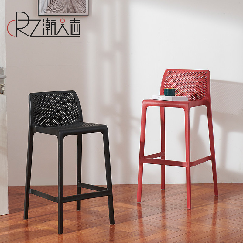 吧台椅子简约现代北欧塑料高椅子靠背家用高餐椅轻奢吧台凳高凳子