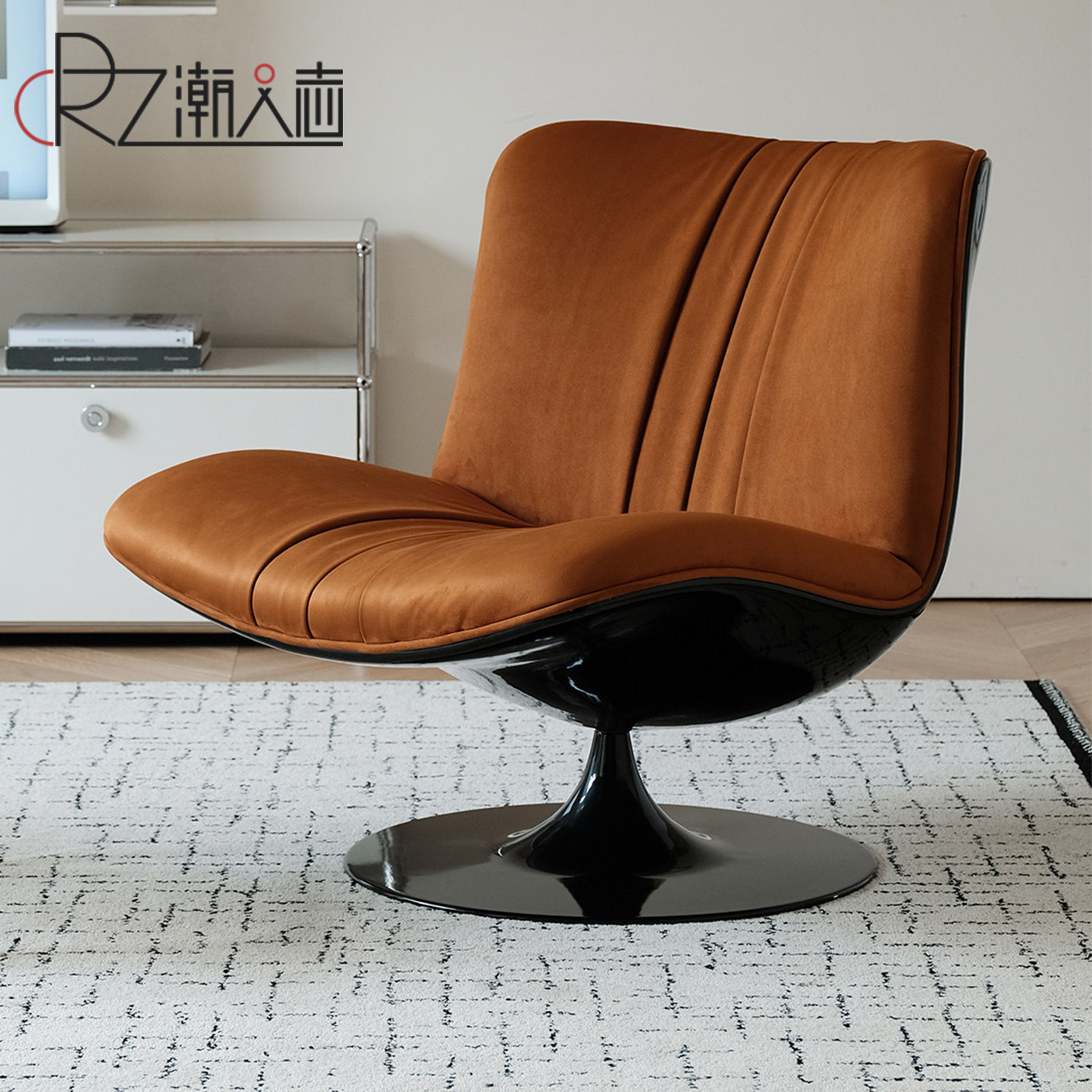 北欧设计师丽莲单人休闲椅家用沙发椅客厅懒人椅子玻璃钢旋转单椅