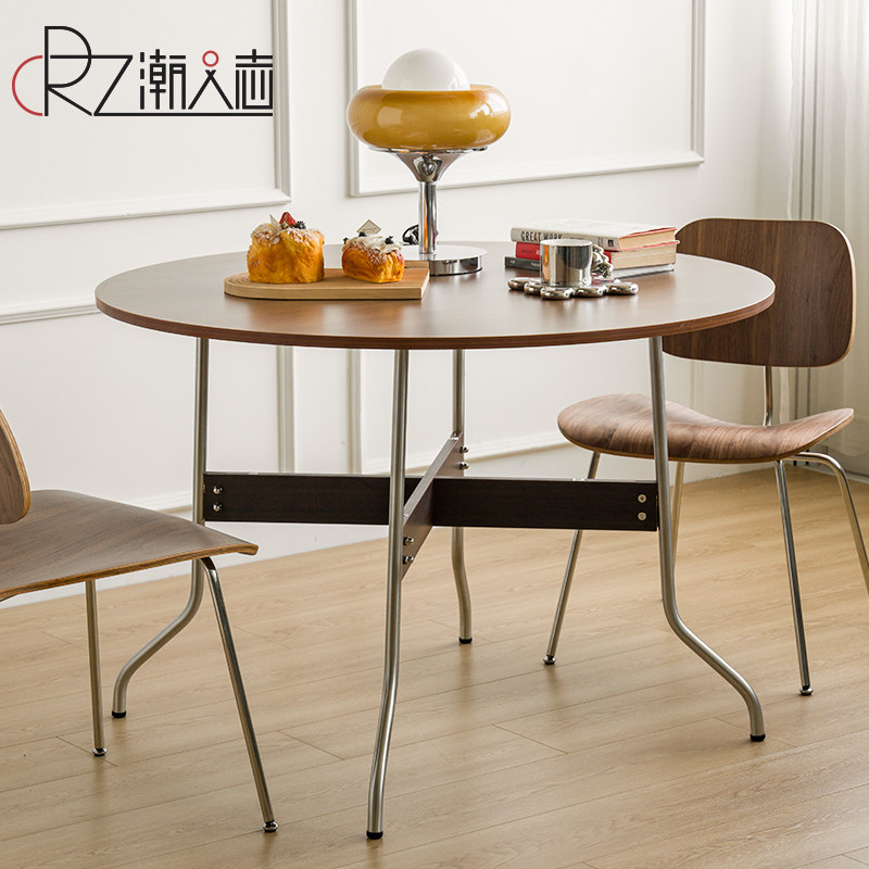 北欧伊姆斯桌子小户型家用餐桌客厅圆桌不锈钢网红ins博主办公桌,住宅家具,板木餐桌,淘宝优惠券,粉丝福利购,淘宝优惠卷