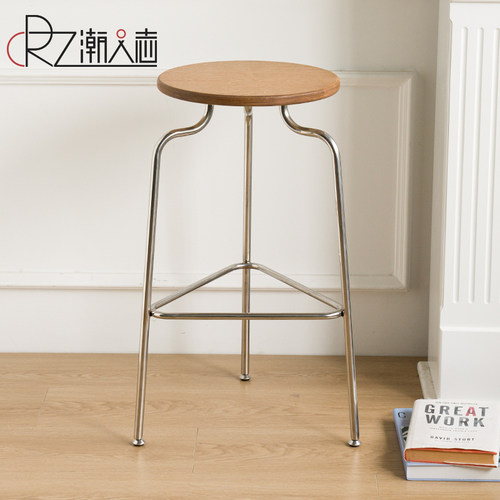 北欧桦木海洋板吧台椅