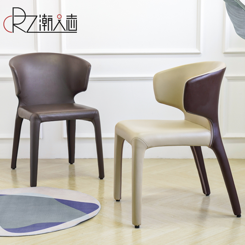 北欧ins轻奢真皮家用简约书桌椅