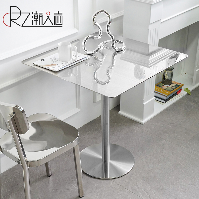 不锈钢咖啡厅奶茶店户外餐桌椅