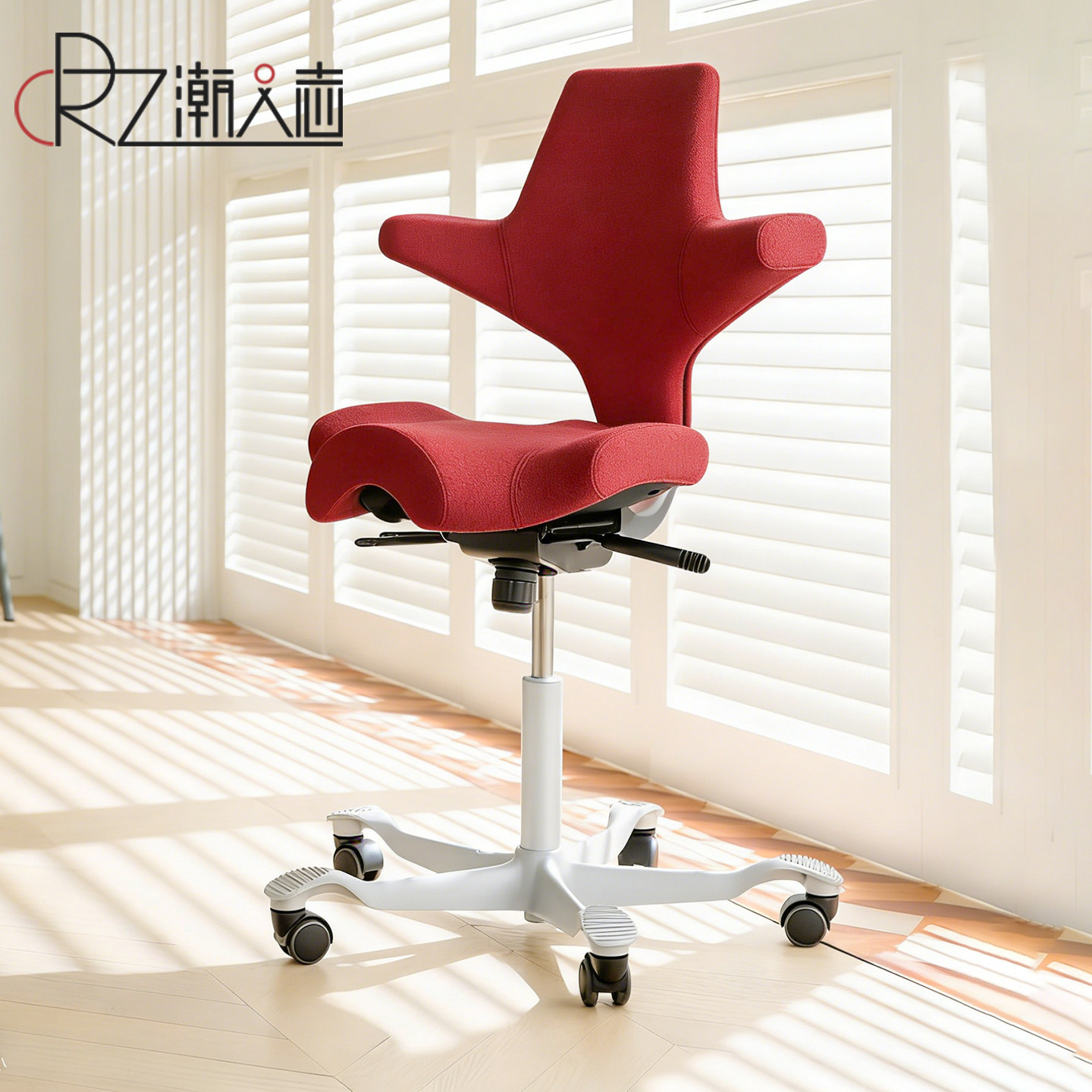 骑马椅子护腰椅可旋转人体工学真皮电脑椅学习久坐舒适升降办公椅