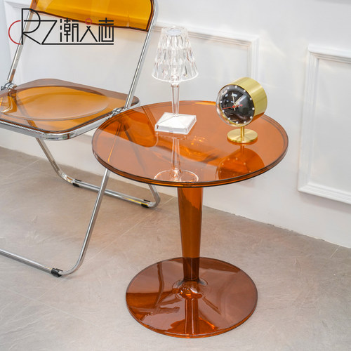 北欧透明亚克力茶几ins小圆桌