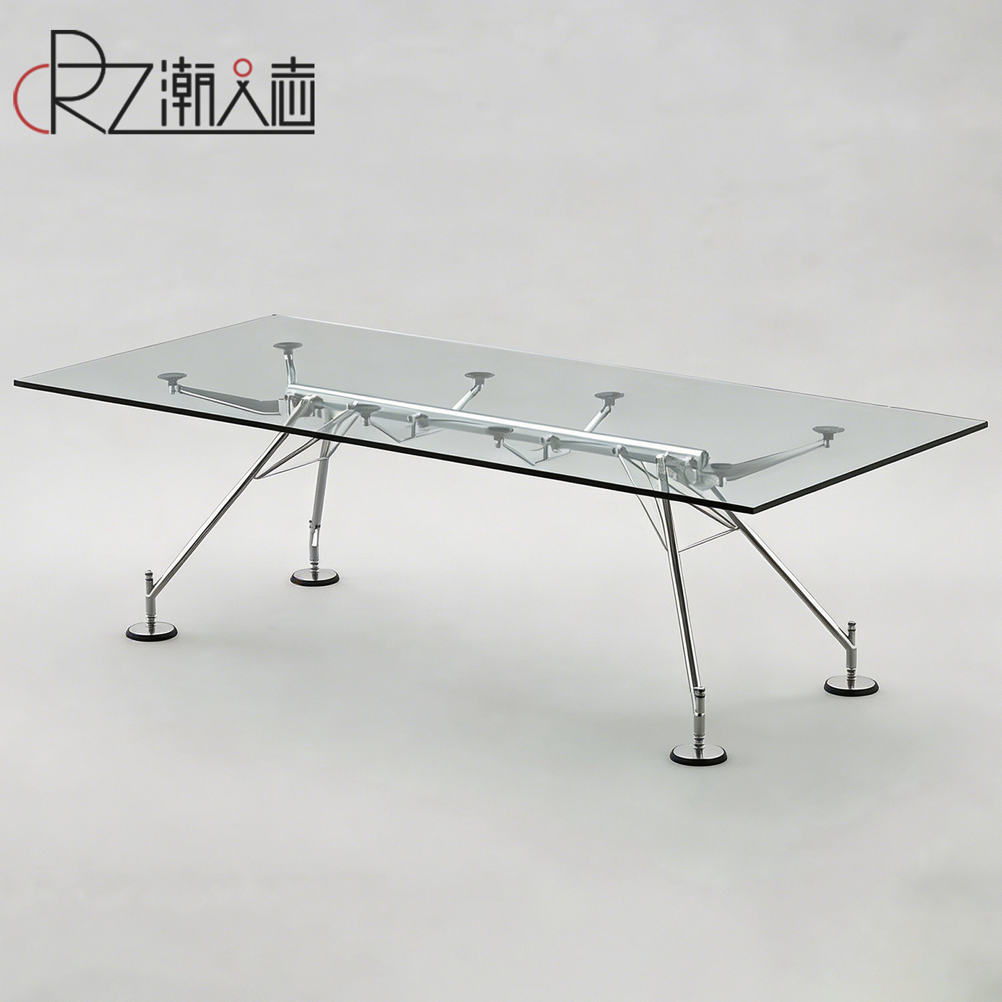 Nomos Table诺莫斯长桌透明玻璃餐桌办公桌创意电脑桌不锈钢书桌