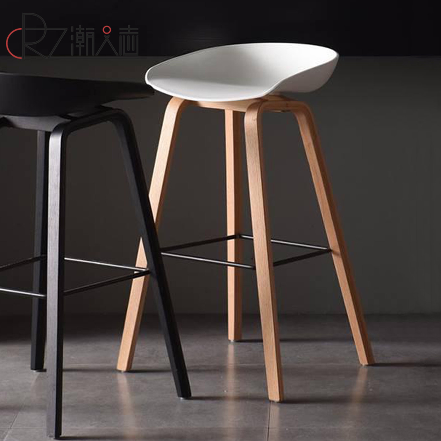 北欧吧台椅家用实木吧台凳高椅子简约现代个性酒吧椅时尚高脚凳子