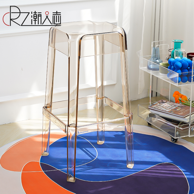 北欧吧台凳高脚凳幽灵亚克力吧台椅个性酒吧椅高椅子水晶透明凳子