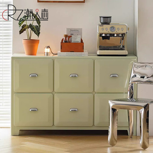 日式复古铁皮斗柜餐边柜沙发边柜储物柜子置物柜金属收纳柜抽屉柜