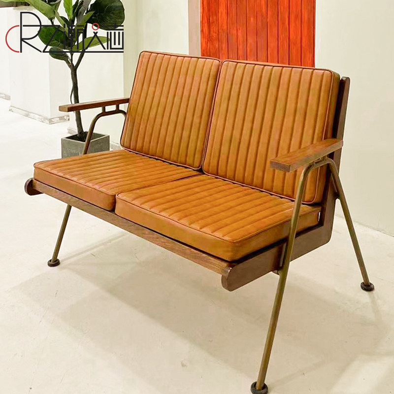 美式复古双人沙发椅子靠背简约意式轻奢设计师咖啡厅懒人休闲椅子