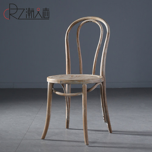 桑纳椅北欧实木餐椅复古做旧美式