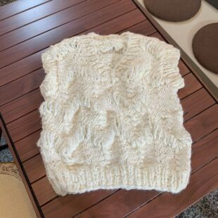 马甲针织背心日系慵懒风粗棒针手工镂空无袖毛衣外搭秋季新款88