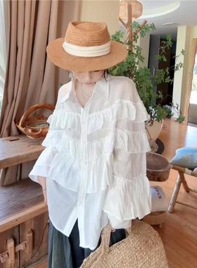 柏拉图BOLATU 法式复古气质长袖衬衫女设计感小众宽显瘦百搭衬衣