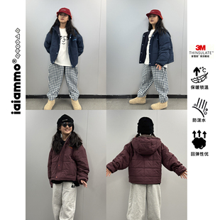 iaiammo丨25秋冬「3M新雪丽」高效暖绒绗棉防水儿童连帽棉服外套