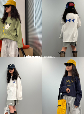 iaiammo丨25aw 插画师合作款洋气韩版男女中大儿童装 T恤 长袖