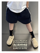 iaiammo24夏季新品 原创设计 韩版速干运动双条抗 童中性黑色短裤