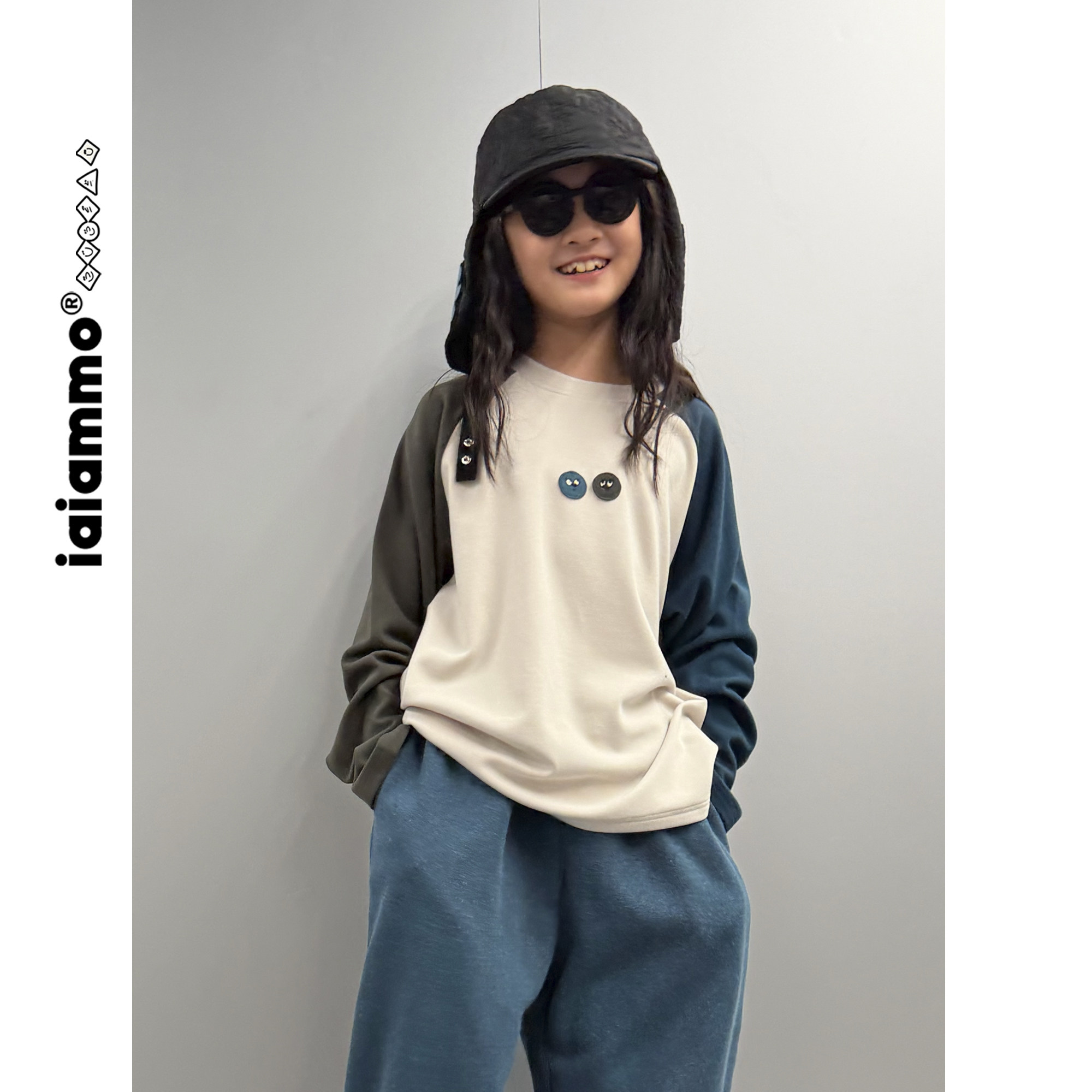 iaiammo丨26 原创新年「表情刺绣章」拼接薄暖男女中大童装长T恤,童装/婴儿装/亲子装,T恤,淘宝优惠券,粉丝福利购,淘宝优惠卷