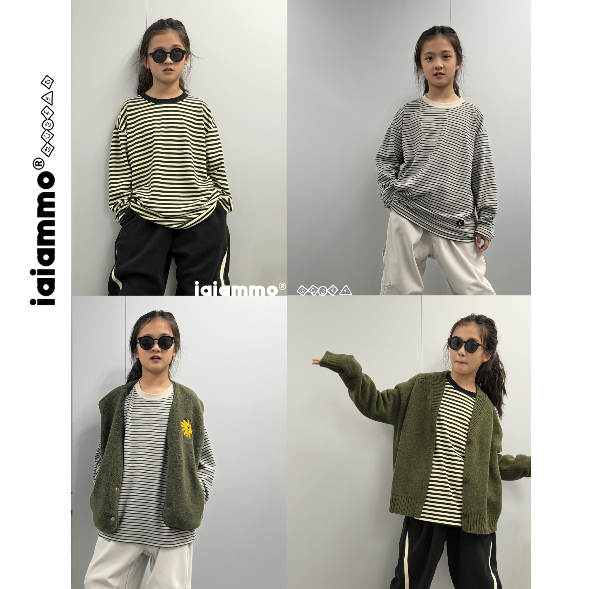 iaiammo 丨26AW 洋气撞色条纹「 德绒保暖打底」男女儿童锁温T恤