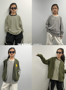 iaiammo 丨25AW 洋气撞色条纹「 德绒保暖打底」男女儿童锁温T恤