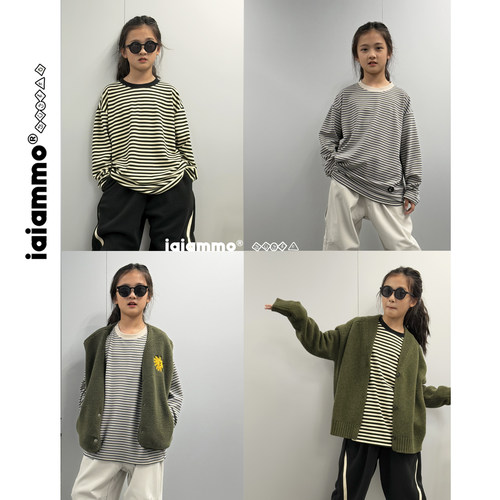 iaiammo 丨25AW 洋气撞色条纹「 德绒保暖打底」男女儿童锁温T恤