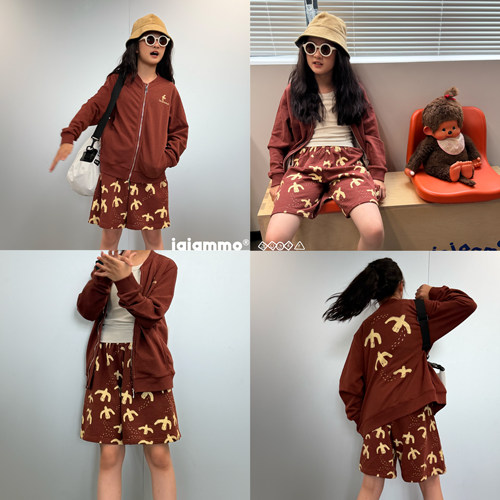 iaiaimmo|26AW插画师款 复古男女中大童儿童海鸥卫衣外套中裤