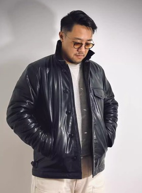 现货【superXY】天神 Tenjin Works 日本枥木小牛皮A-2甲板服夹克