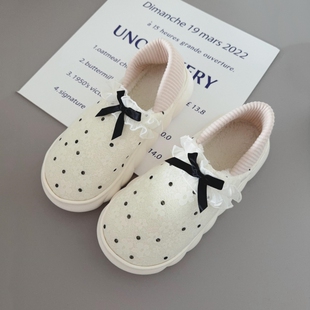 保暖包跟透气棉布软底防滑孕妇产后全包棉鞋 波点居家月子鞋 冬季