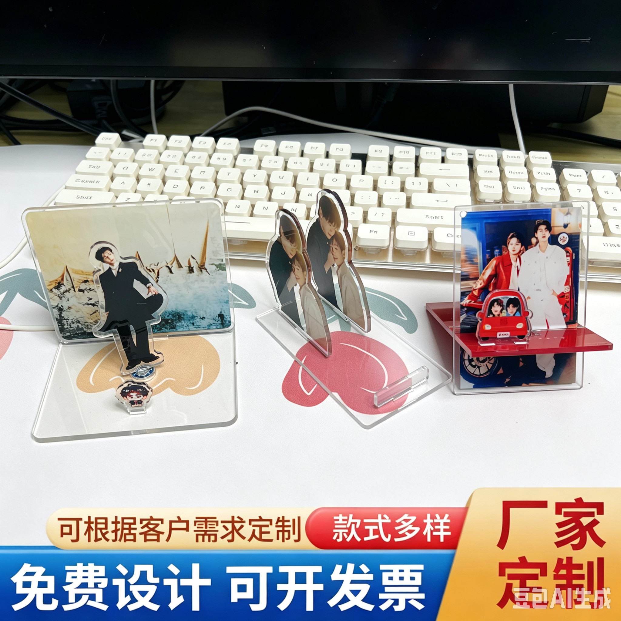 定制亚克力多功能手机支架公司创意广告明星应援物料桌面摆件立牌图片